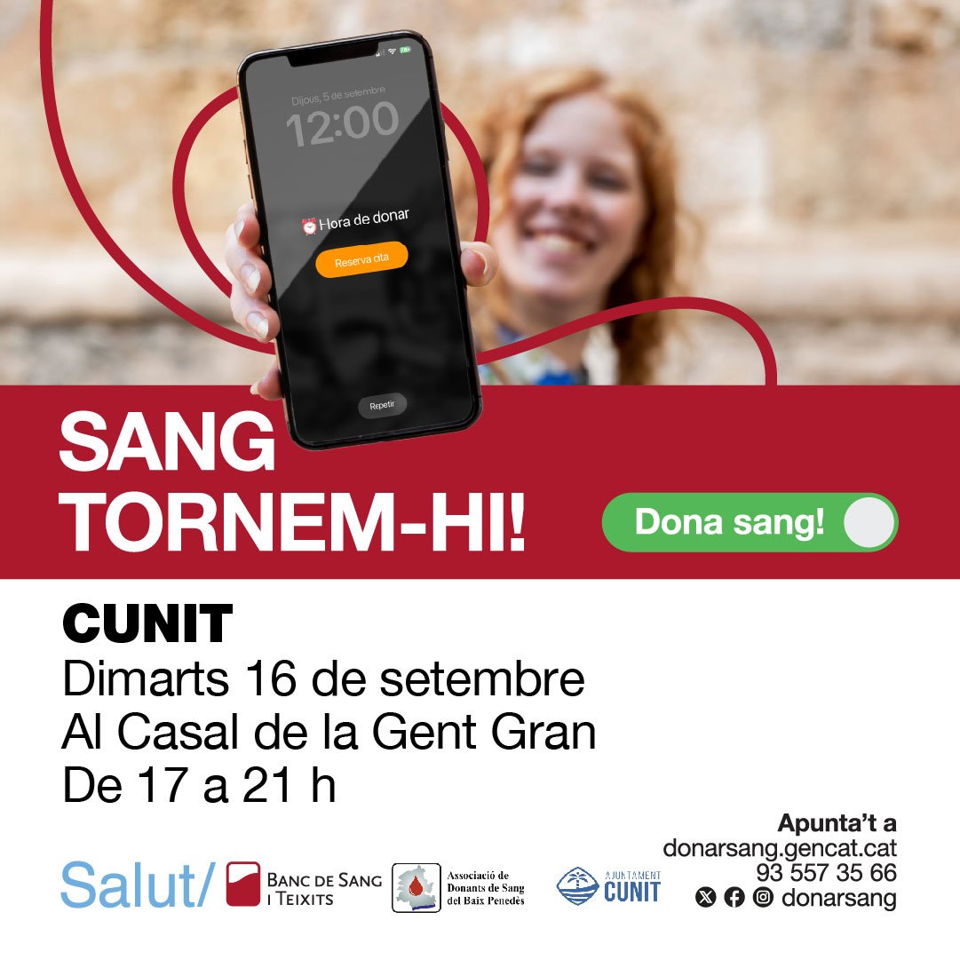 Sang, tornem-hi! Campanya de donació de sang a Cunit