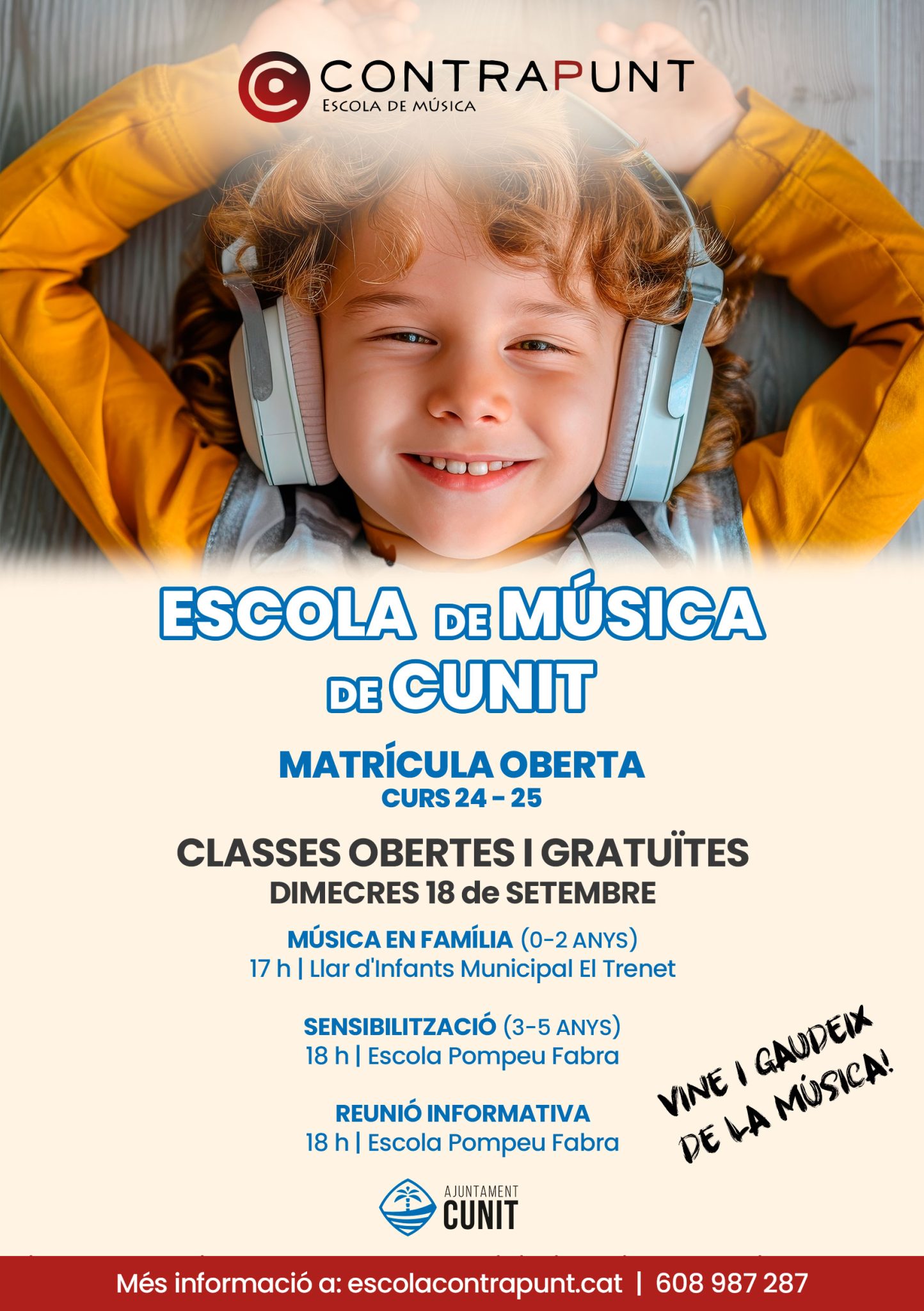 L’Escola de Música de Cunit inicia les seves classes