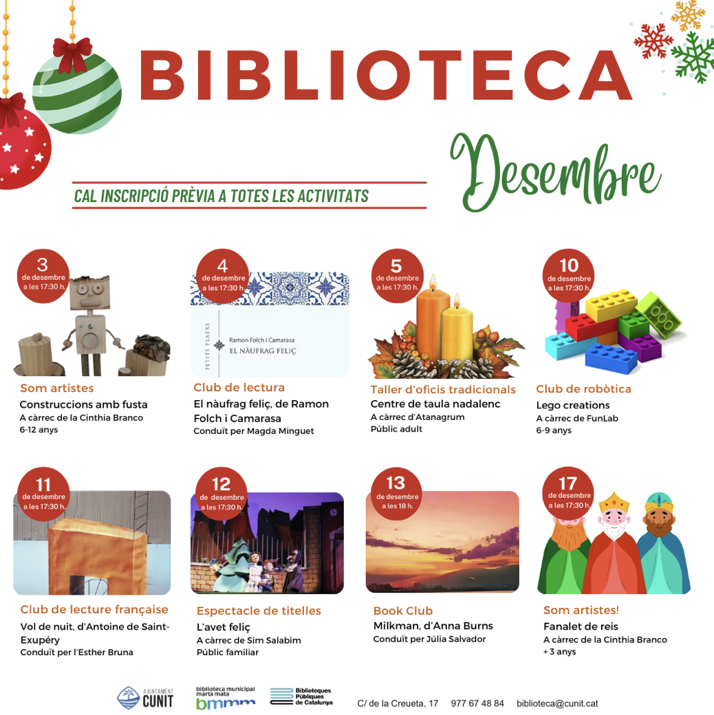NADAL A CUNIT: ACTIVITATS DE DESEMBRE A LA BIBLIOTECA