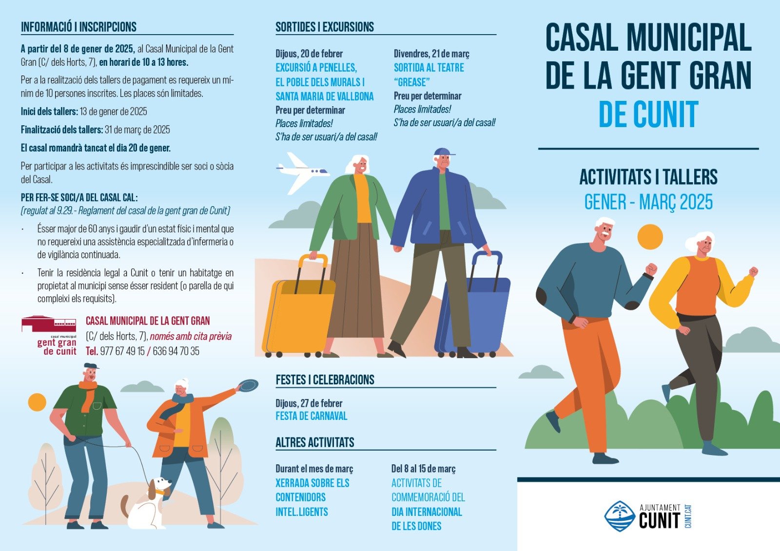 El 8 de gener s’obren les noves inscripcions al Casal de la Gent Gran de Cunit