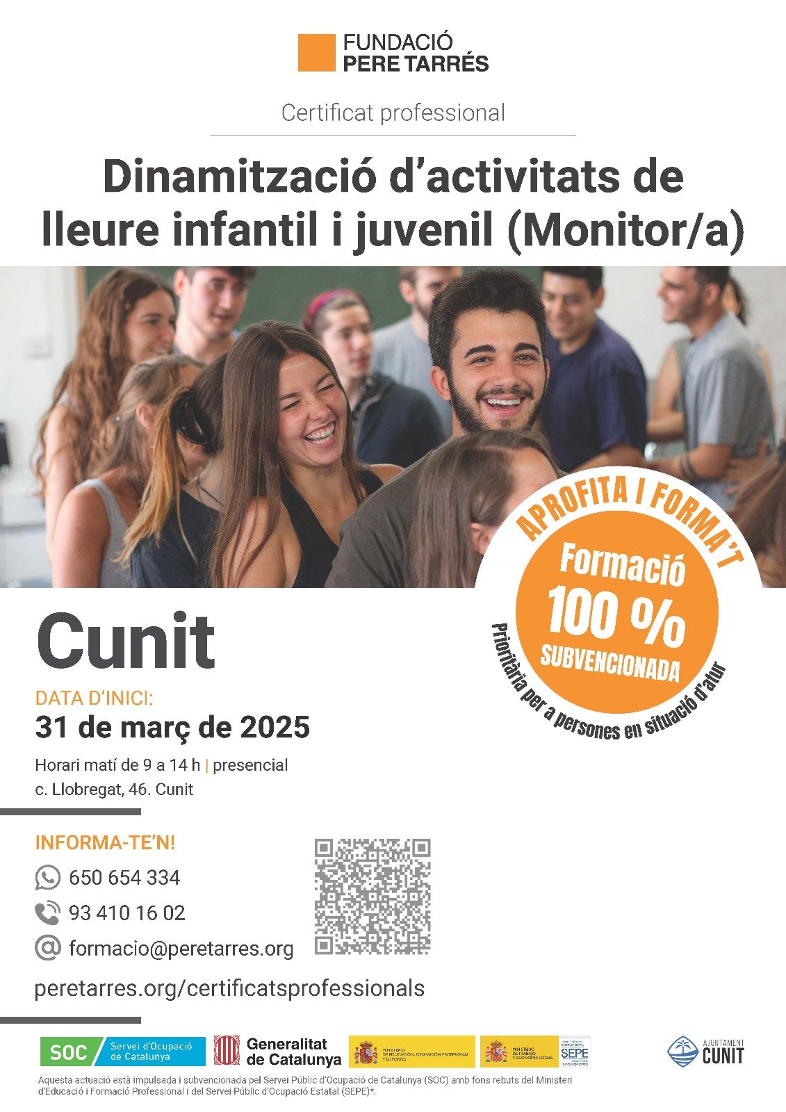 Cunit acollirà un curs 100% subvencionat per formar monitors/es de lleure infantil i juvenil