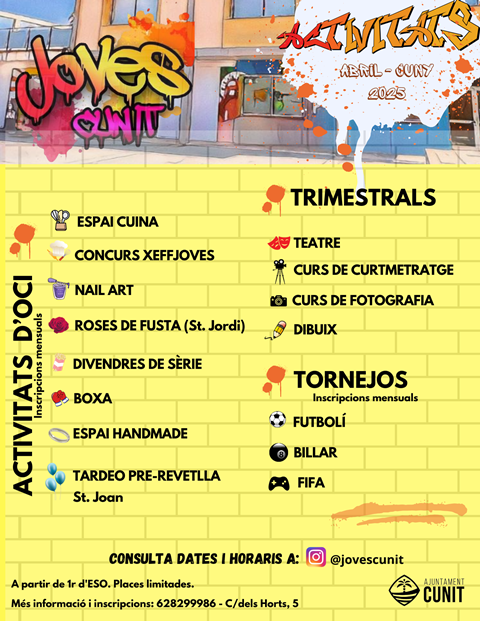 Activitats ESPAI JOVE abril-juny 2025