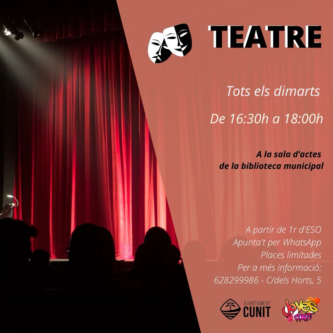 Descobreix el Teatre a l’Espai Jove! Activitat gratuïta per a joves