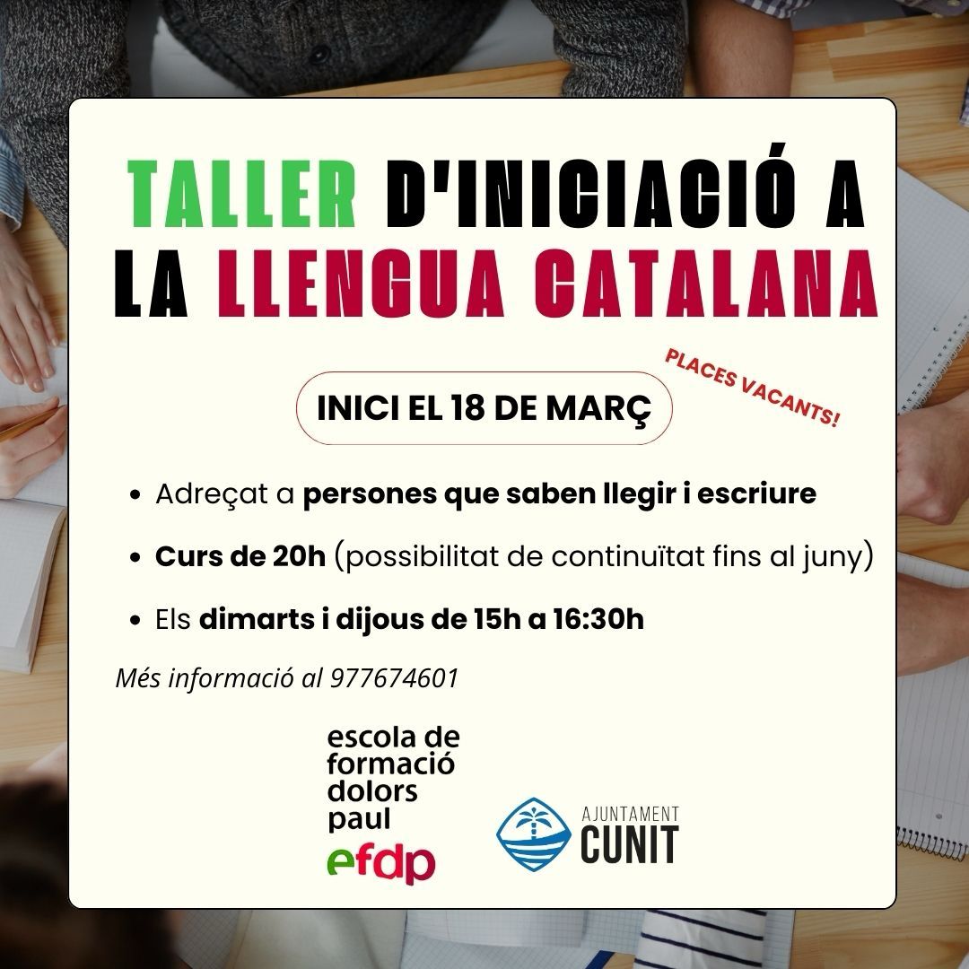 Nou taller d’iniciació a la llengua catalana a Cunit