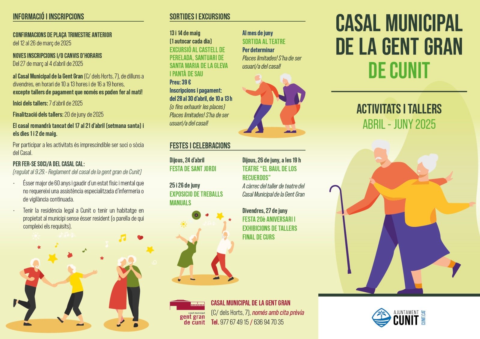 Ja està a punt la programació del darrer trimestre del curs al Casal Municipal de la Gent Gran