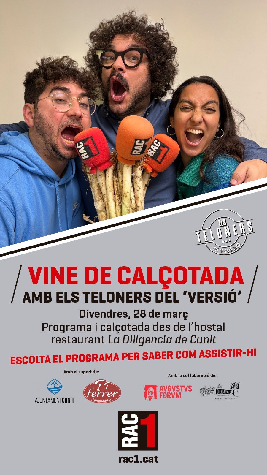 Cunit acollirà la primera calçotada en directe del programa ‘Els Teloners’