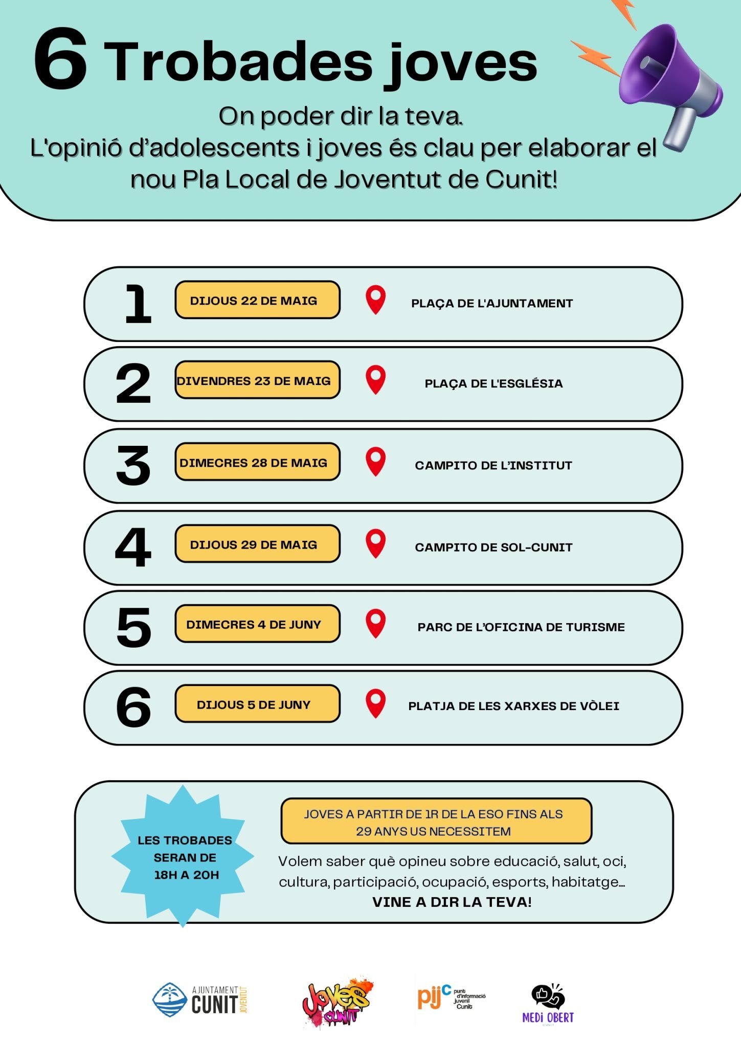 Crida a l’opinió dels joves de Cunit per elaborar el nou Pla Local de Joventut
