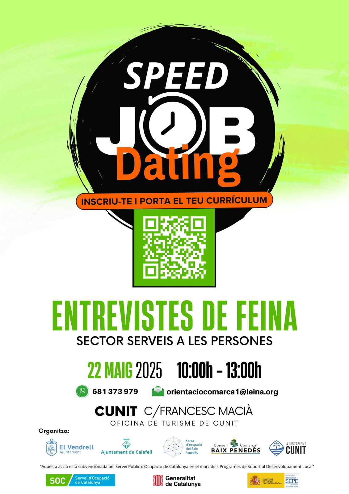 Segona experiència ‘Speed Job Dating’ a Cunit, el 22 de maig