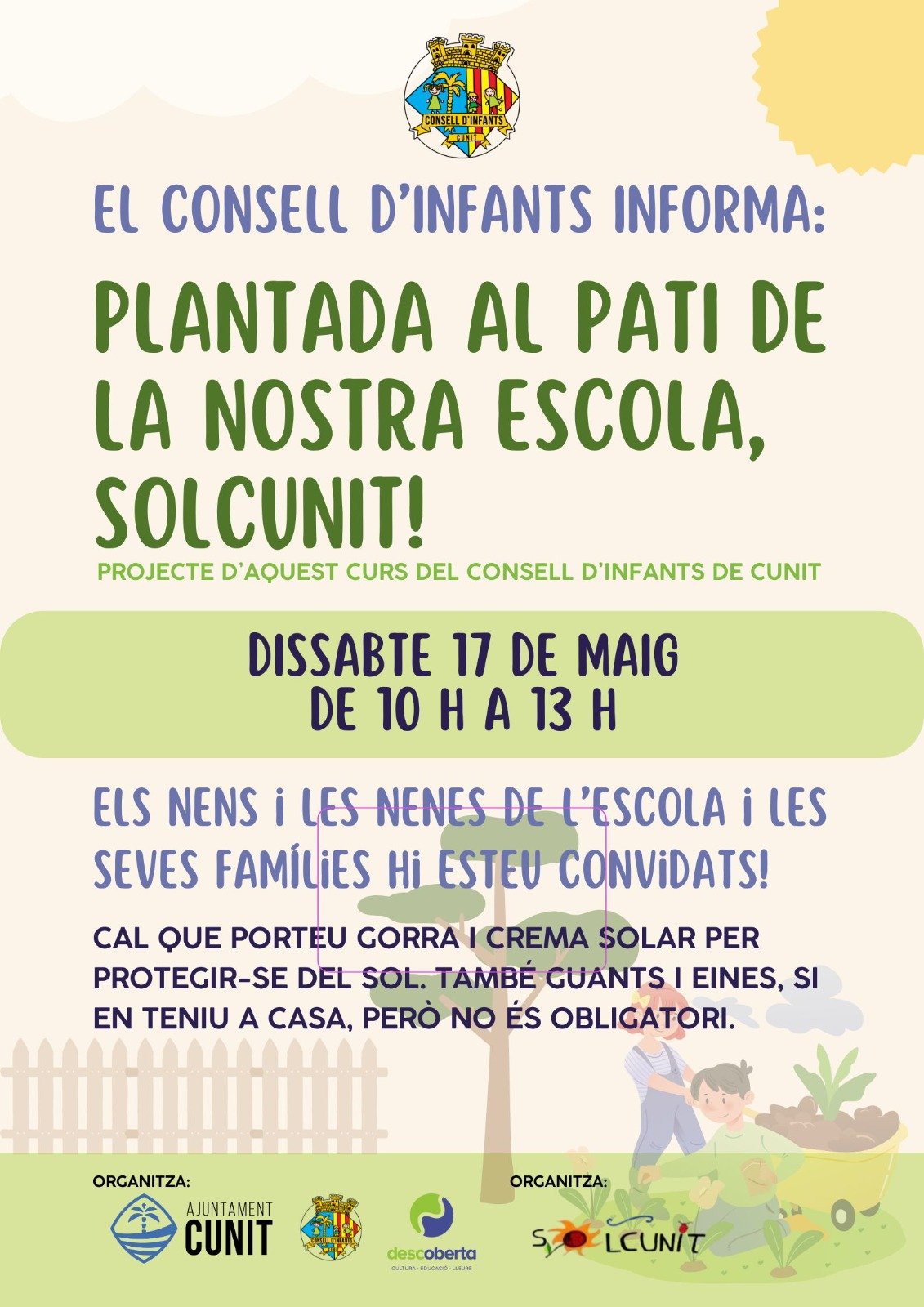 El Consell d’infants de Cunit transformen el pati amb una plantada col·lectiva