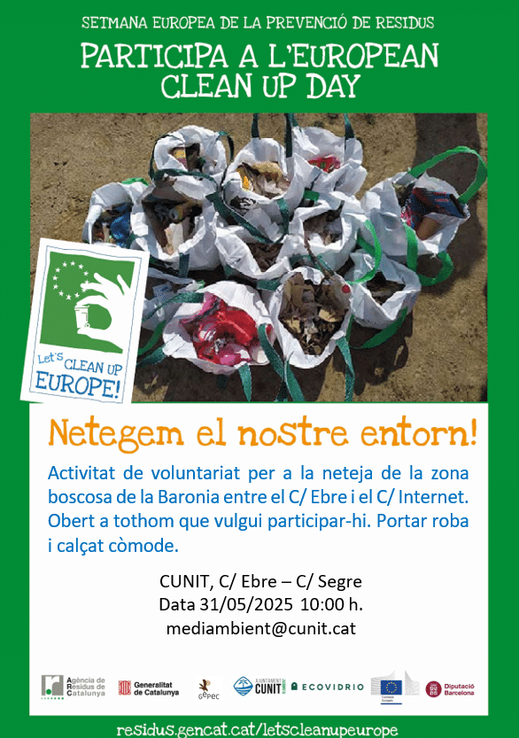 L’Ajuntament de Cunit participa un any més a la campanya Europea Let’s Clean Up Europe (LCUE)