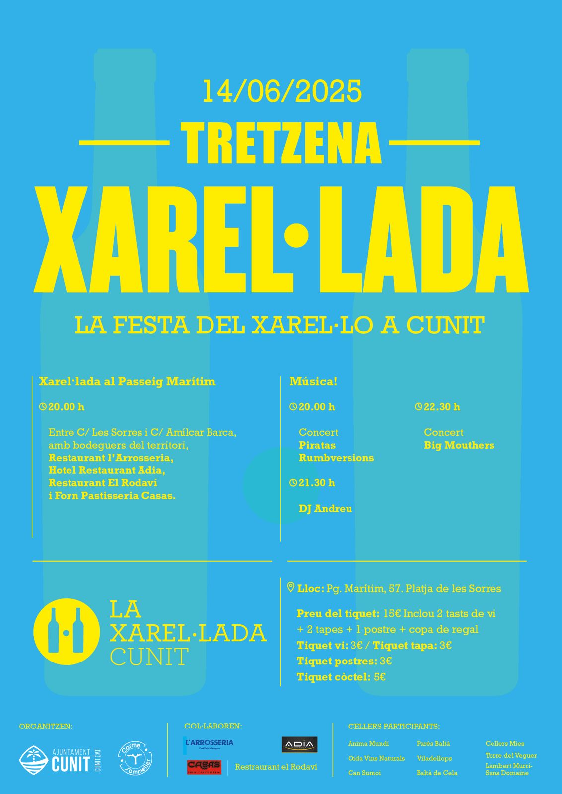 Cunit acollirà el proper 14 de juny la XIII Xarel·lada, l’única festa del Xarel·lo a tocar de mar