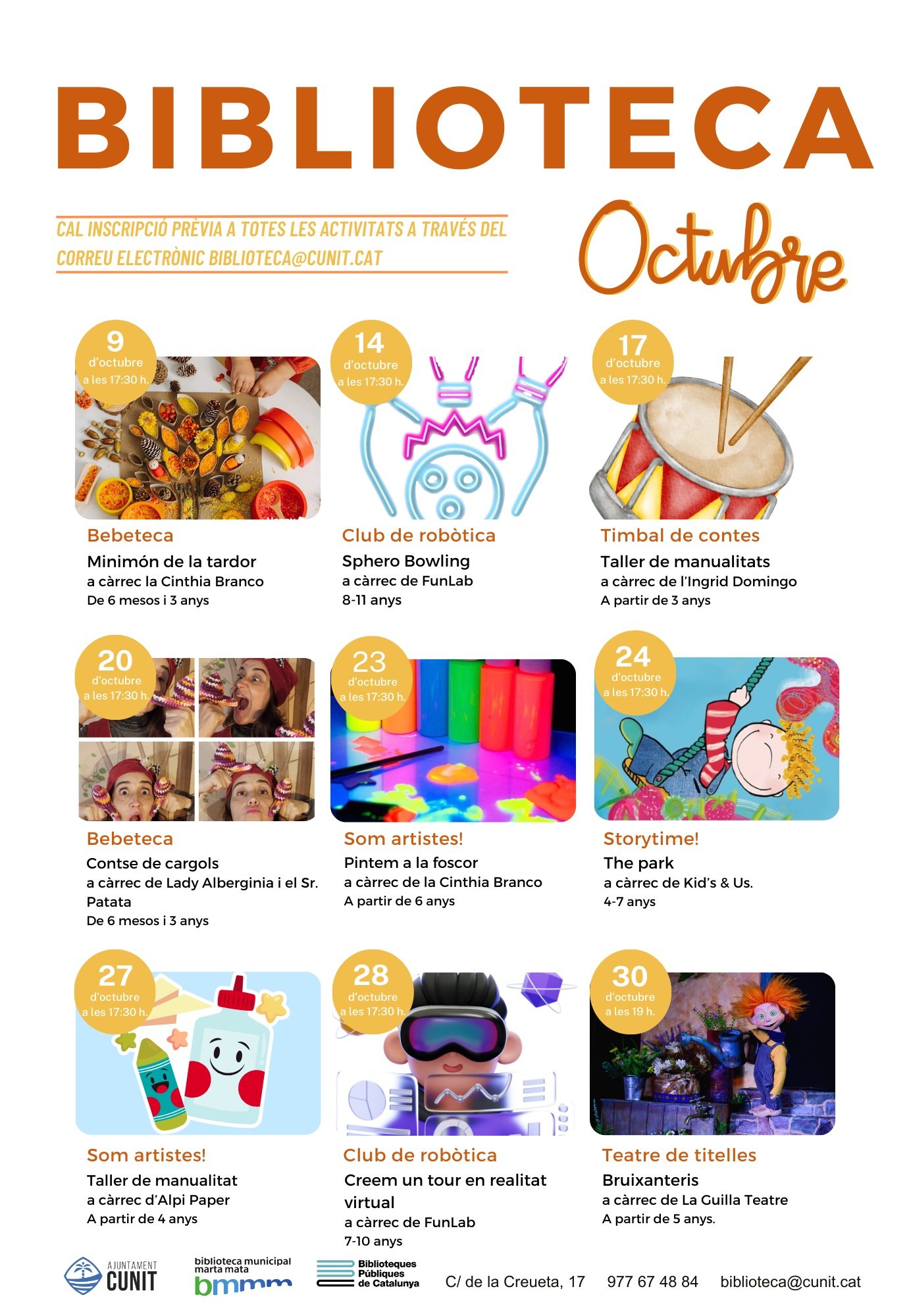 Activitats d’octubre a la Biblioteca de Cunit