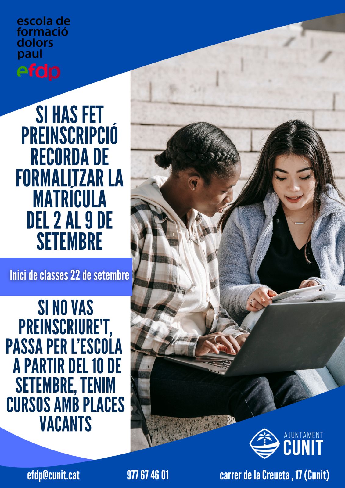 S’obre el període de matrícula al CFA Dolors Paul per al curs 2025-2026