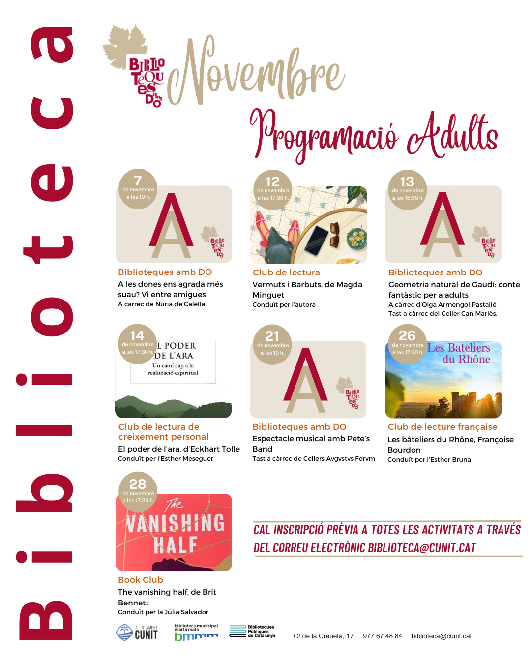 Activitats de novembre a la Biblioteca de Cunit