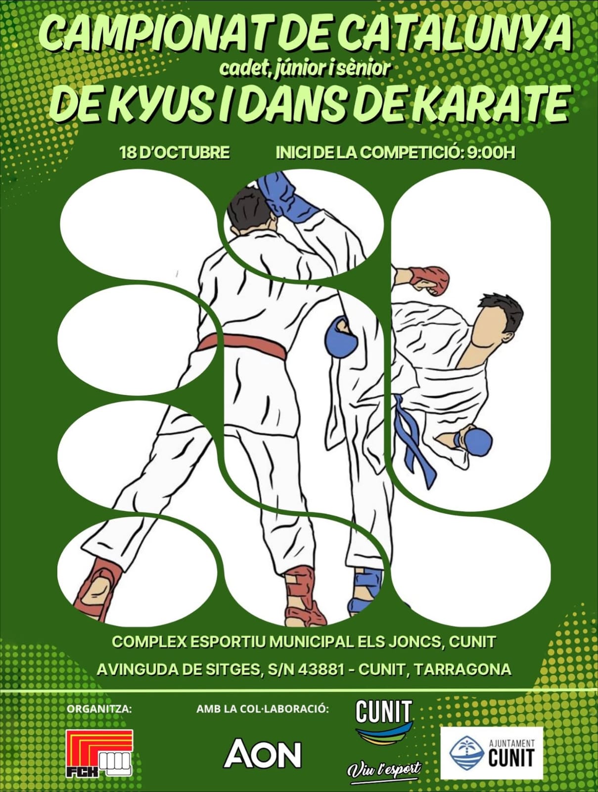 Cunit acull el Campionat de Catalunya de Kyus i Dans de Campionat de Catalunya de Karate en les categories cadet, júnior i sènior  