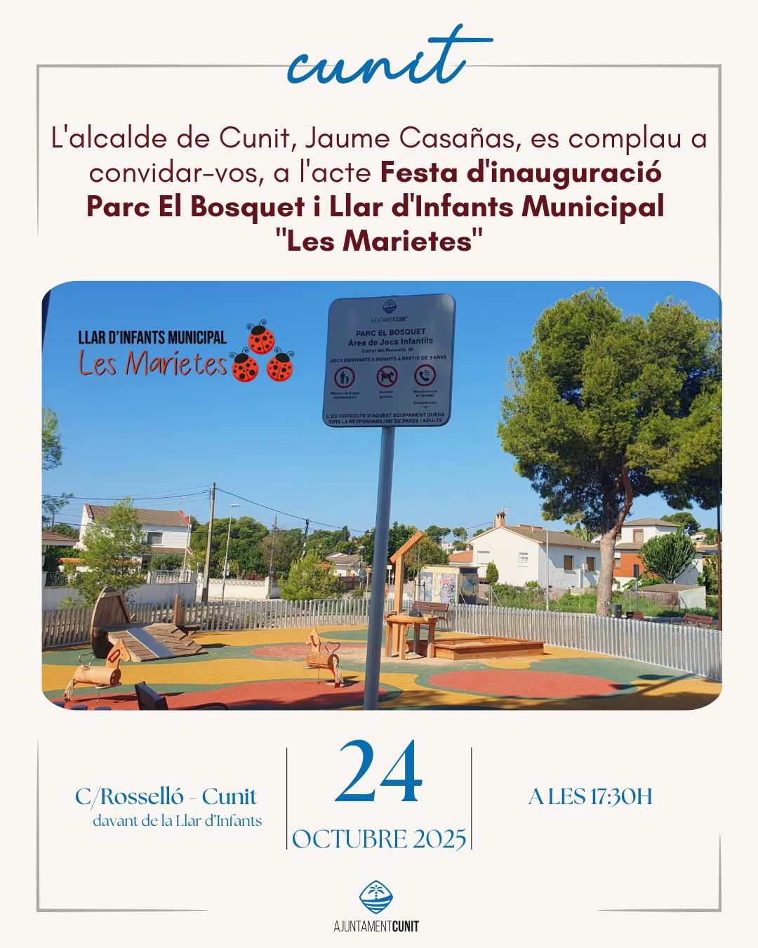 Cunit inaugura la nova Llar d’Infants  “Les Marietes” amb una festa oberta a les famílies i a la comunitat educativa