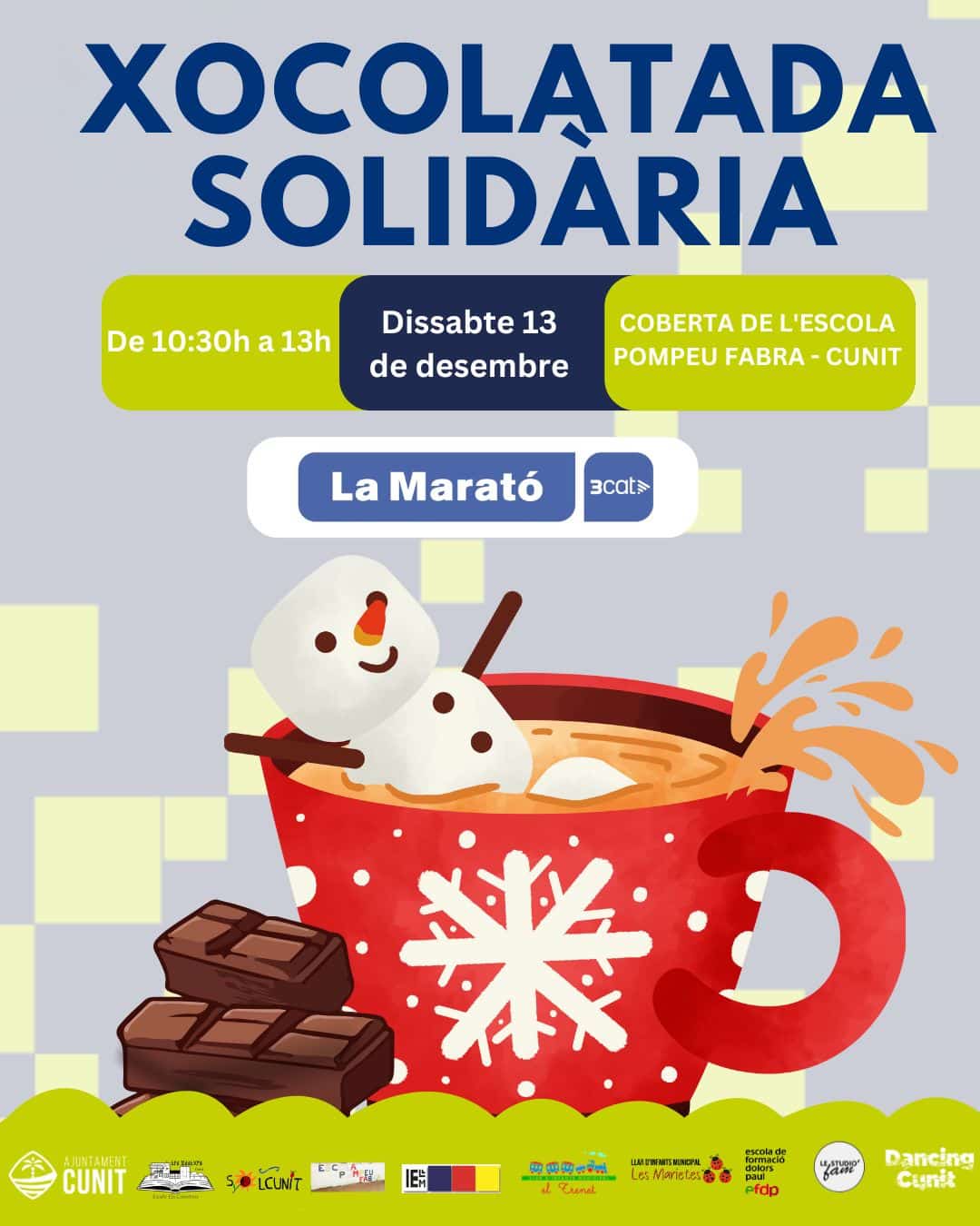 Cunit s’uneix, un any més, a la Marató de TV3 amb una xocolatada solidària