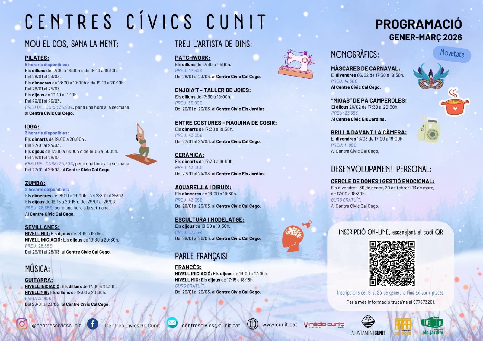Programació gener-març dels Centres Cívics de Cunit