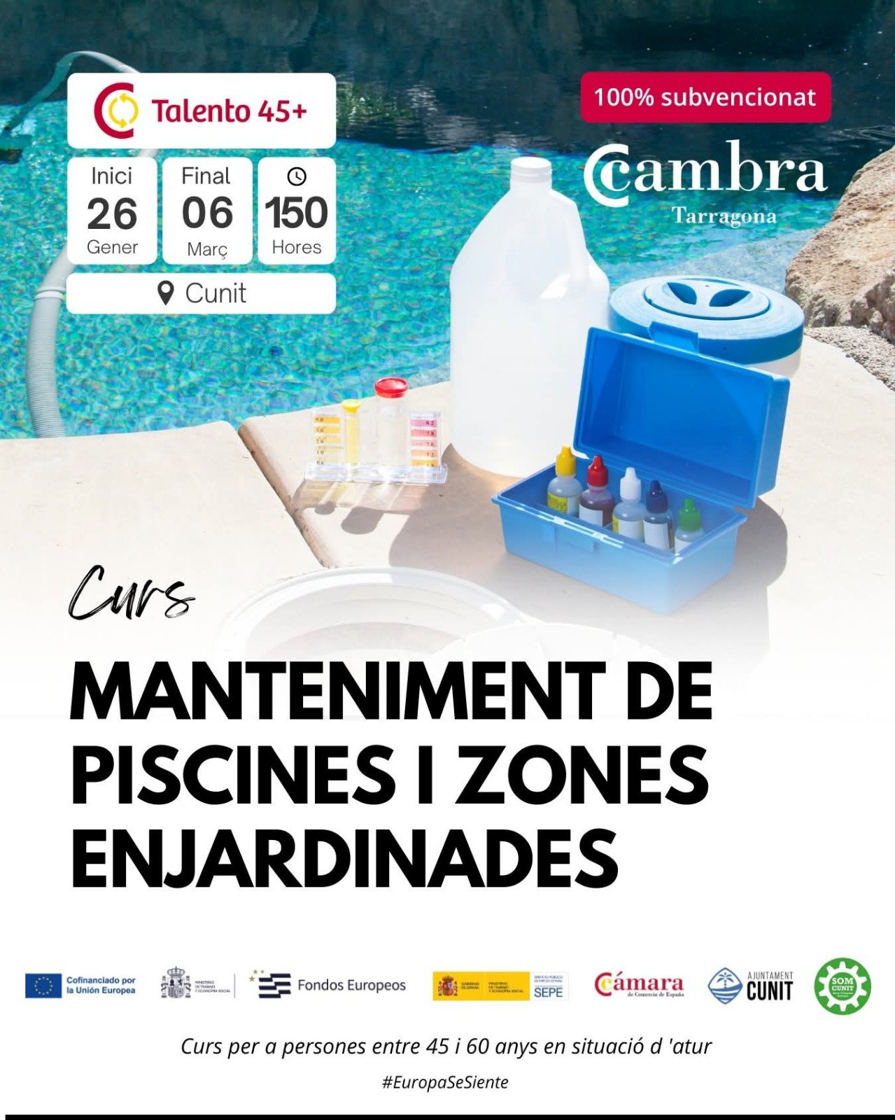 S’obre el curs de manteniment de piscines i zones enjardinades, 100% subvencionat