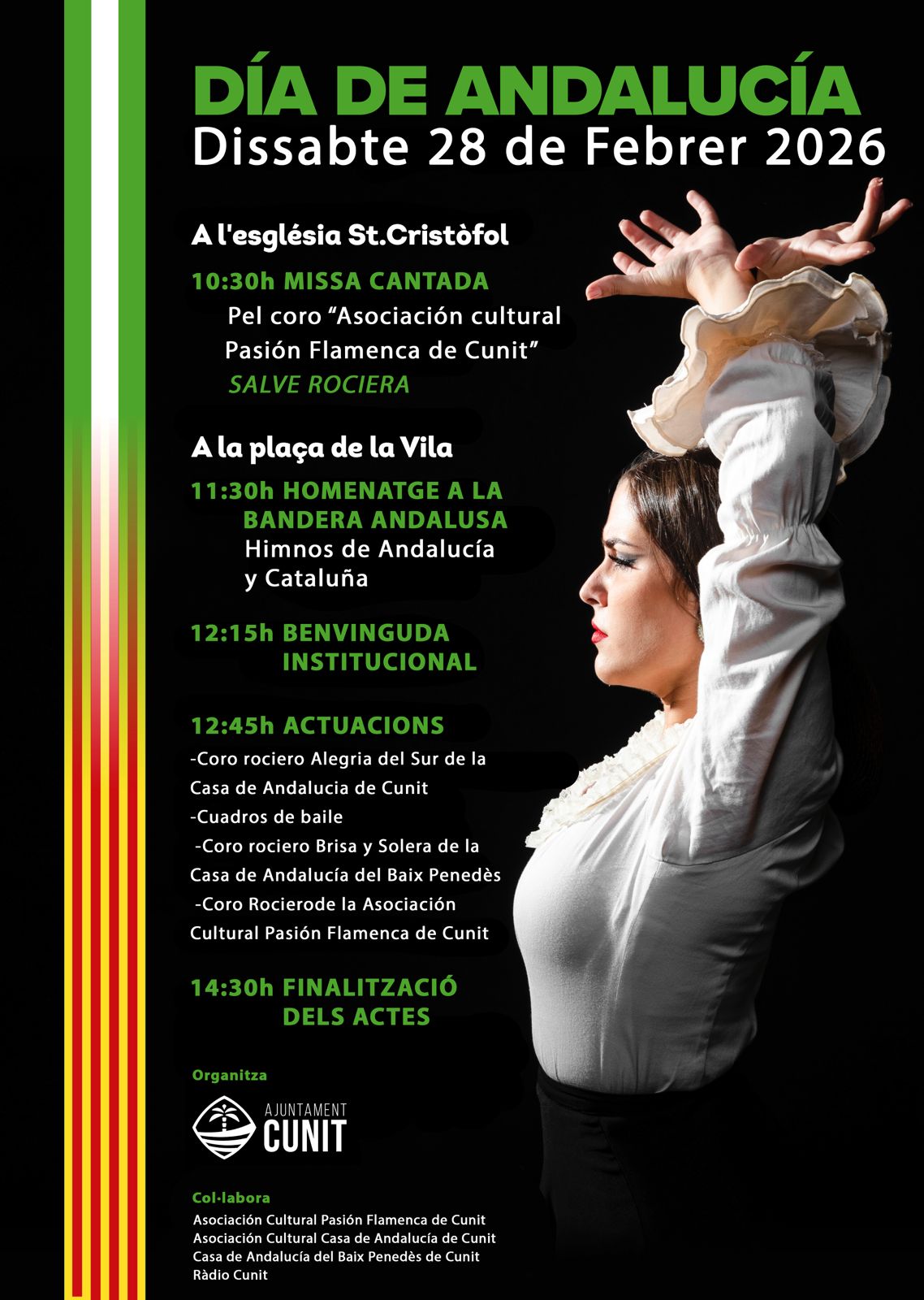 Cunit celebrarà el Dia d’Andalusia el 28 de febrer amb música, dansa i un homenatge institucional