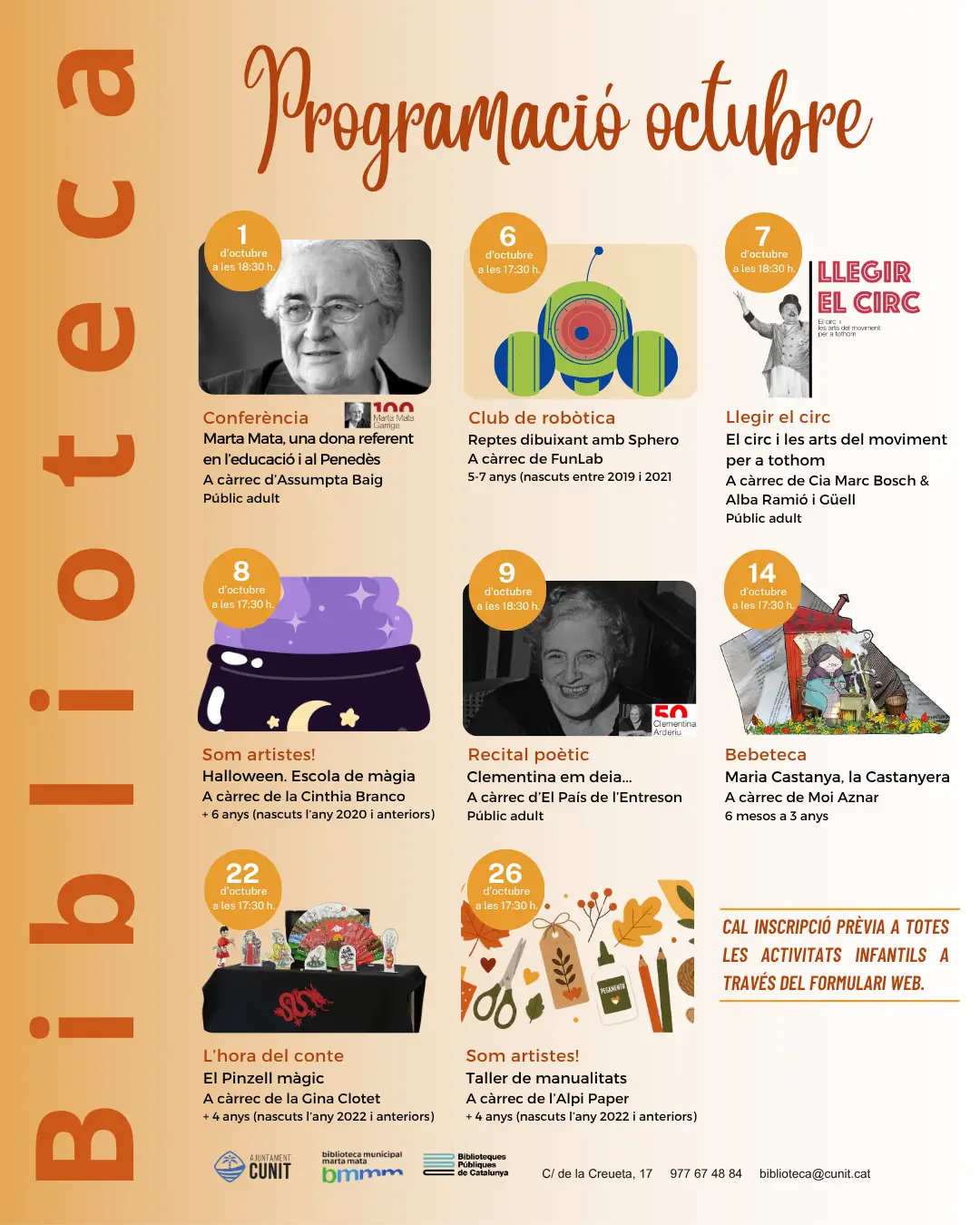 Activitats infantils d’octubre a la Biblioteca de Cunit